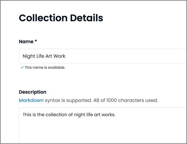 Collection Details in OpenSea