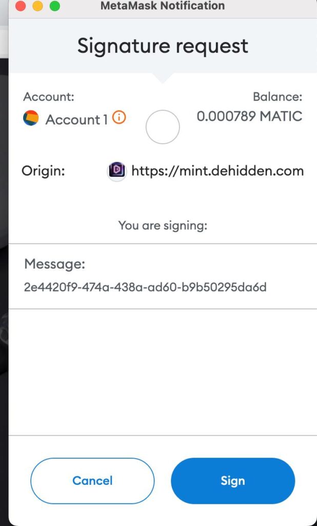 Signature Request on MetaMask