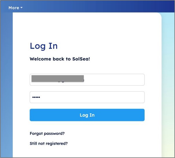 Log in SolSea